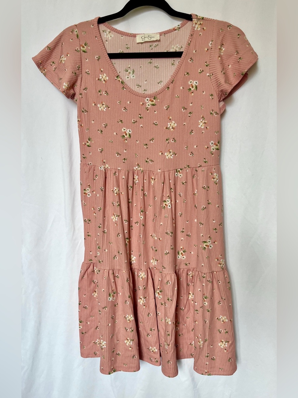 Jessica Simpson Dusty Rose Floral Knit Tiered Dress